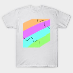 Green pink blue watercolor abstract art T-Shirt